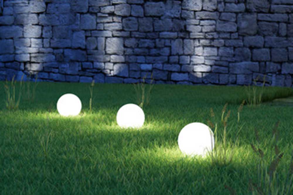 garden lighting buried in grass